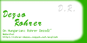 dezso rohrer business card